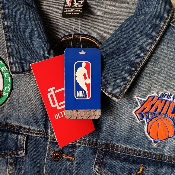 Ultra Game NBA Distressed Multi-Team Denim Patch Jean Jacket - Picture 10 of 13